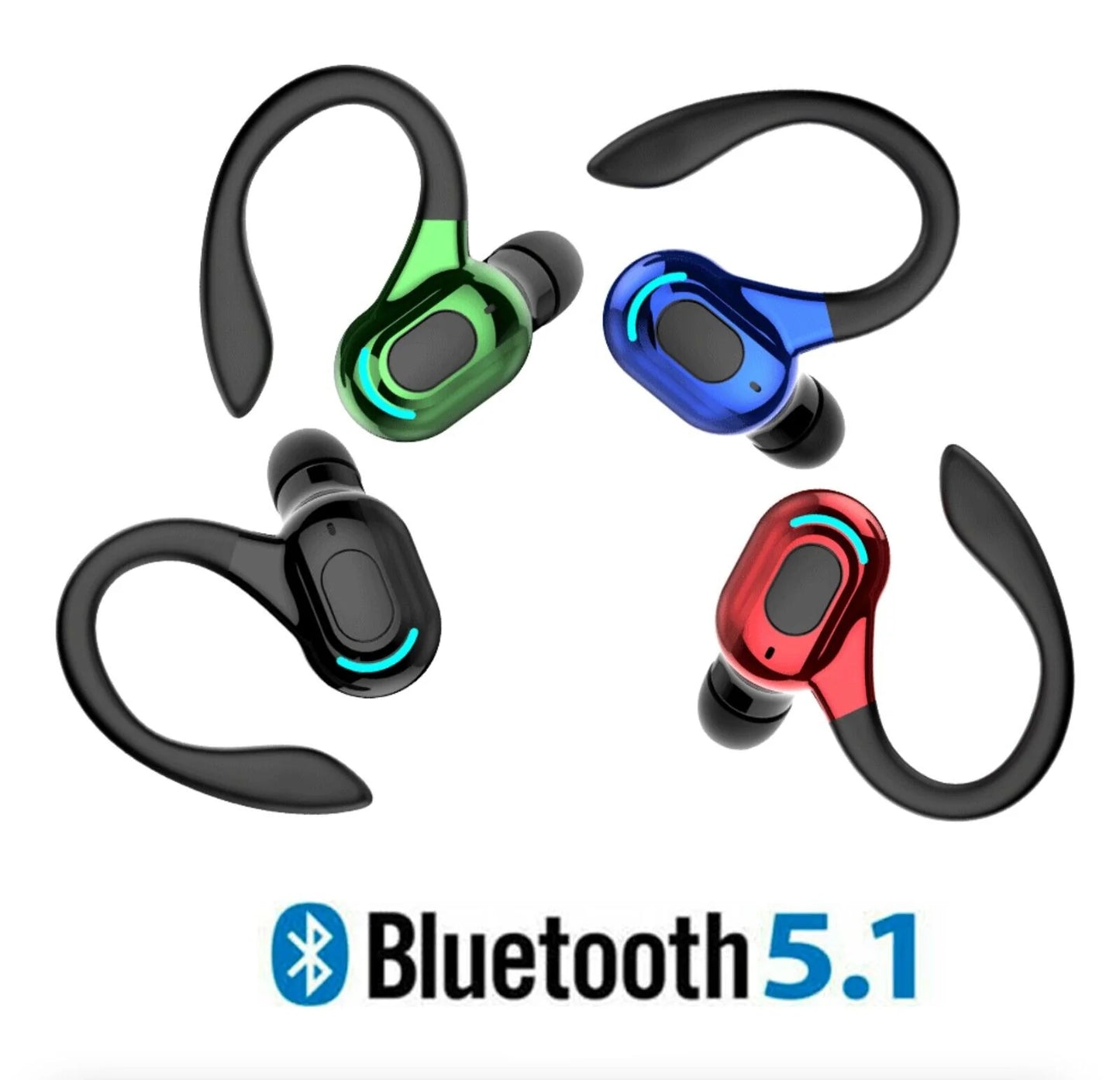 Bluetooth 5.1 Wireless Earbuds with Ear Hook – Stereo Headphones