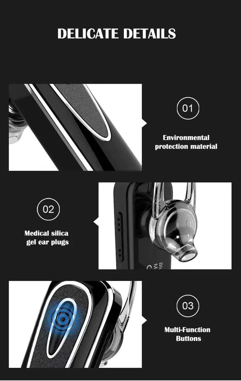 Bluetooth Handsfree Earpiece for Driving – Wireless Headset with Microphone