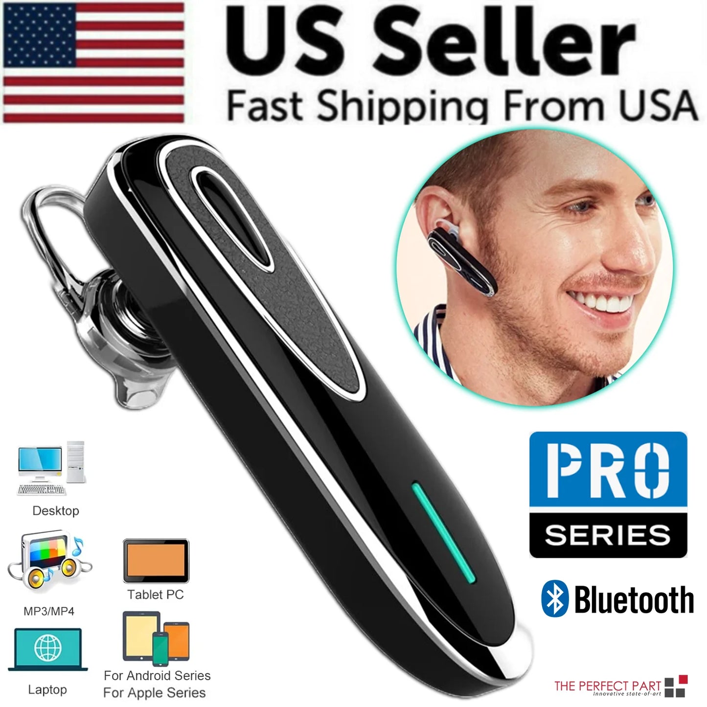 Bluetooth Handsfree Earpiece for Driving – Wireless Headset with Microphone